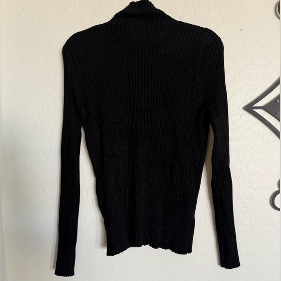 BELLDINI Black Ribbed Zippered Cardigan with Gold Beaded Details - XL - Picture 2 of 6